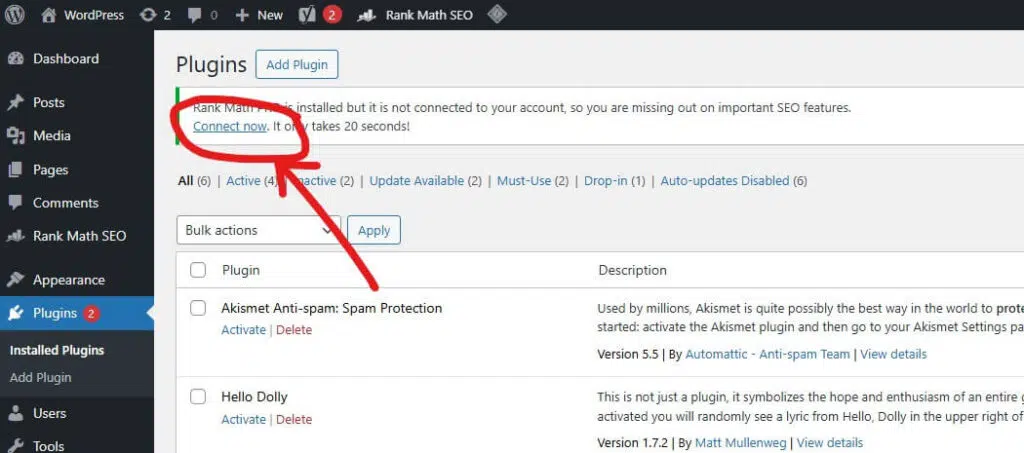 Connect Rank Math Plugin