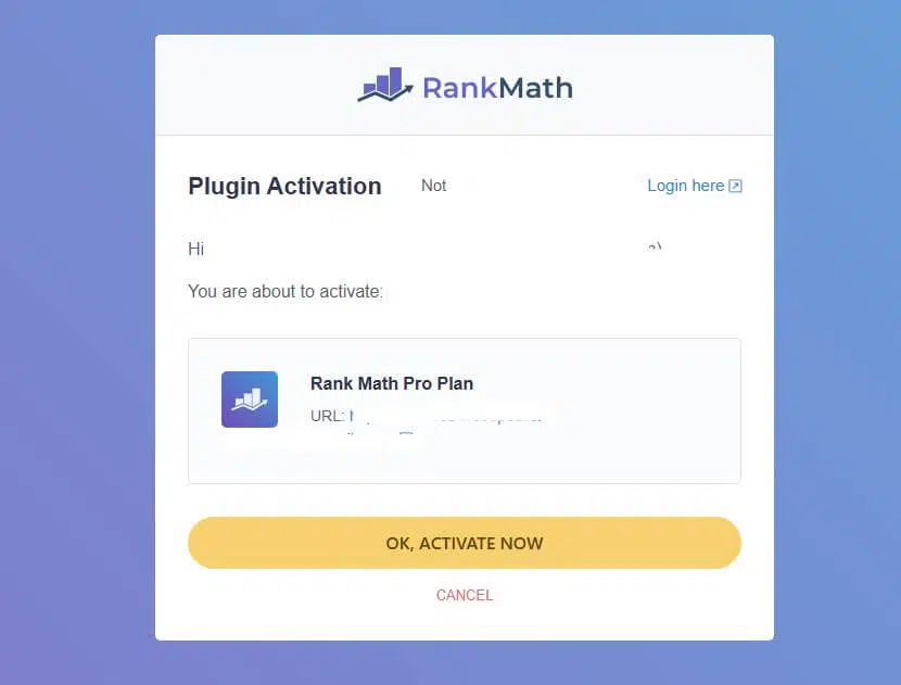 Rank Math Connecting process