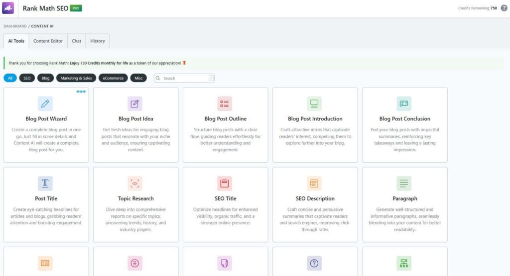 Rank Math Content AI