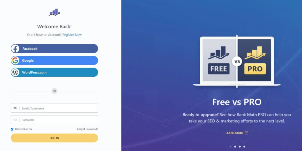 Rank Math Signup Page